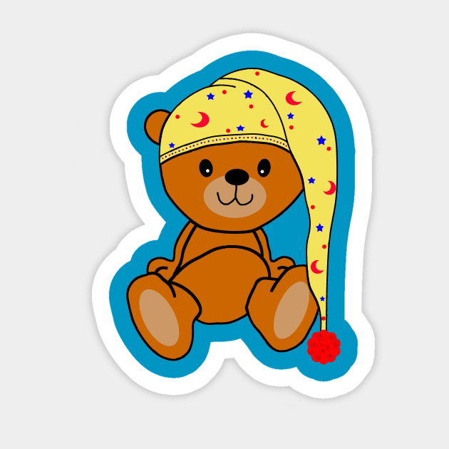 Teddy bear with sleeping cap Sticker by MarionsArt